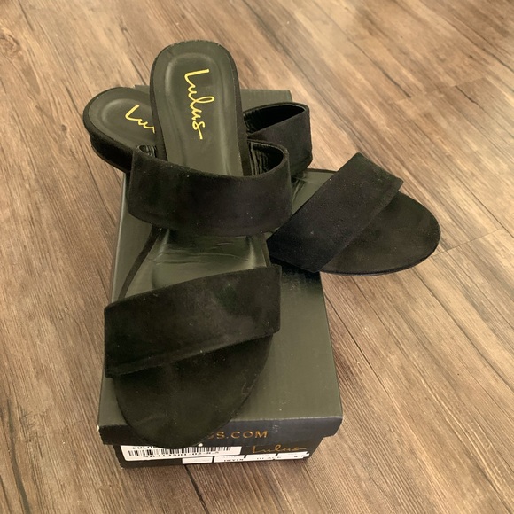 Lulus Devin Sandals Black - Picture 1 of 4